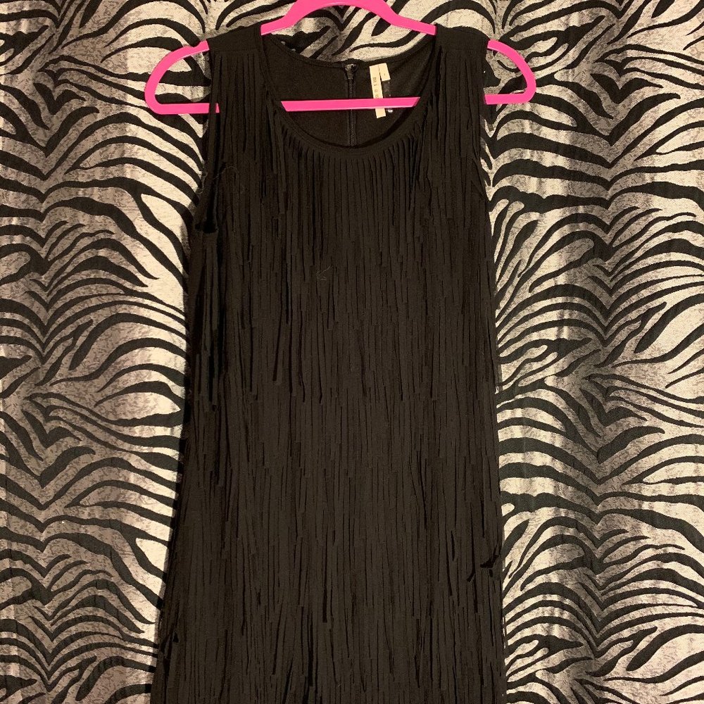 Black Fringe Mini Dress